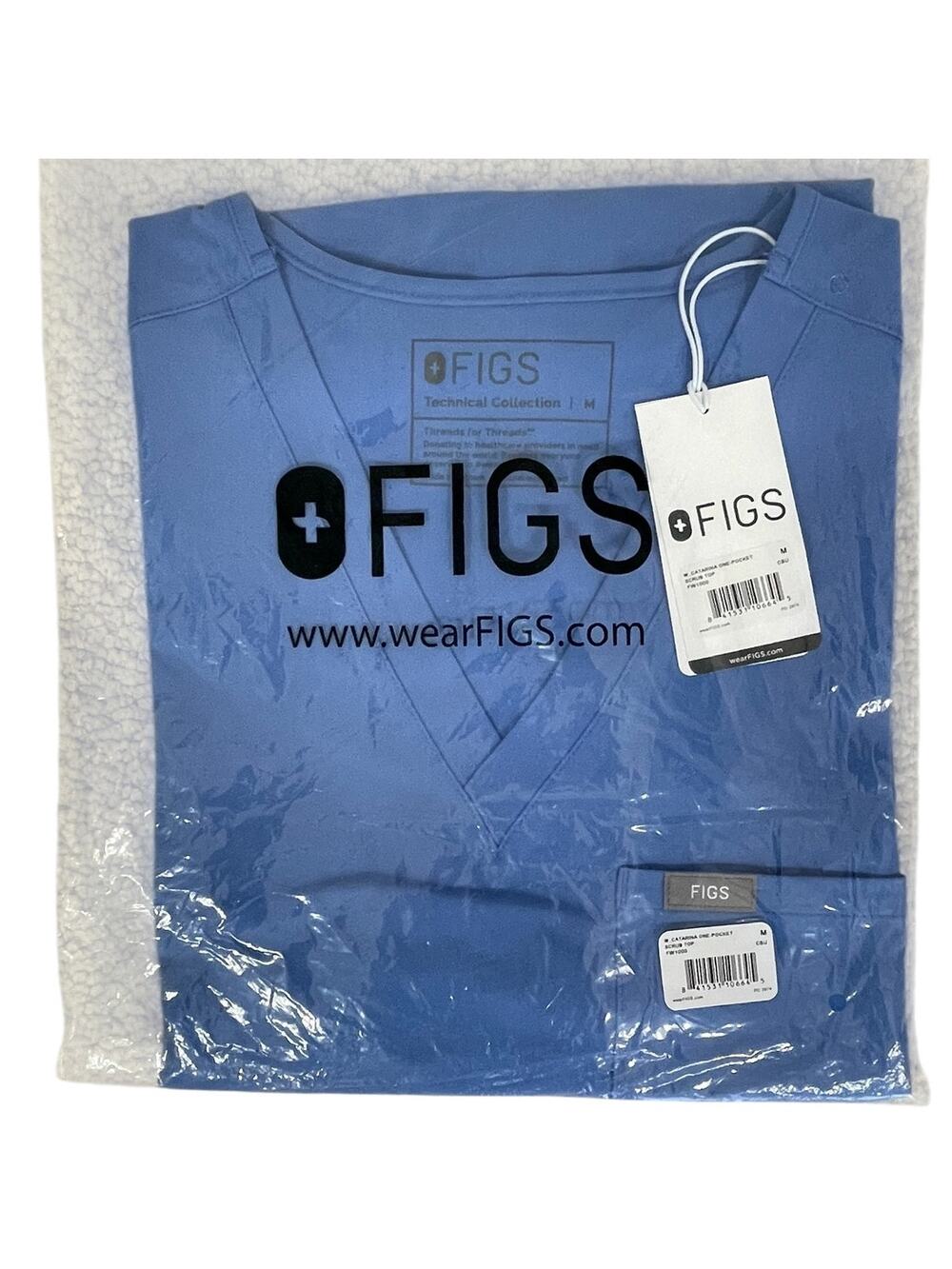 Figs Catarina One Pocket Scrub Top Ceil Blue Size Medium Slim Fit NEW WITH TAGS
